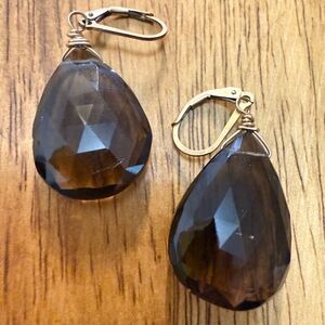 Chunky Smoked Quartz Teardrop Earrings